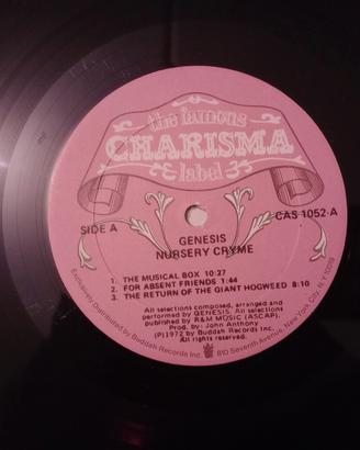 LP  genesis nursery cryme Charisma Pink label