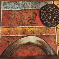 Quadro artigianale etnico astratto dipinto a mano 