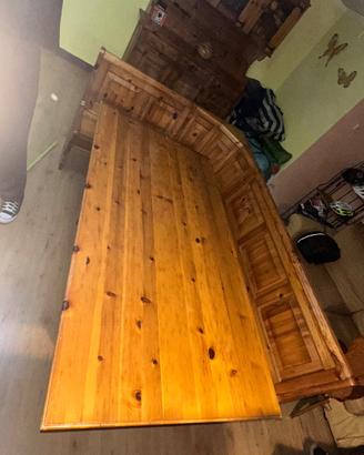 Tavolo+panca angolare+ 3 sedie in legno massello