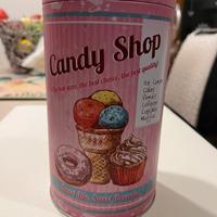 Biscottiera in latta con stampe rosa