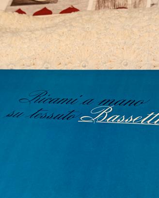 Scialle in lana Bassetti bianco e turchese