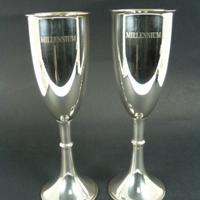 Bicchieri.Coppia di calici in argento (Millennium)