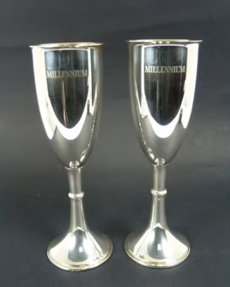 Bicchieri.Coppia di calici in argento (Millennium)