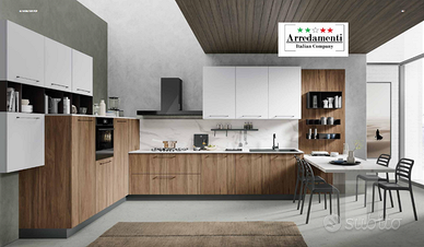 CUCINA LINEARE CON BOISERIE ATREZZATA+TAVOLO