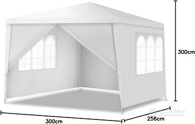 Gazebo Giardino 3x3m 4 Pareti Laterali Rimovibili