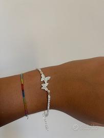 Bracciale in argento fantasia farfalla con swa