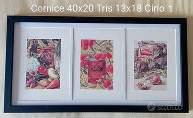 Quadro 40x20 con 3 stampe vintage Cirio  13x18 