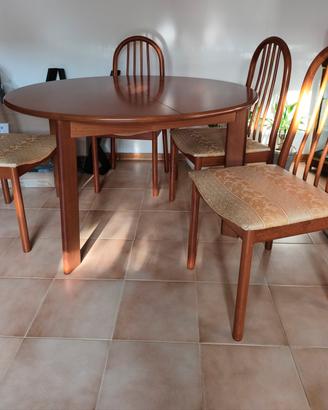 Tavolo rotondo vintage anni 80 con 4 sedie 