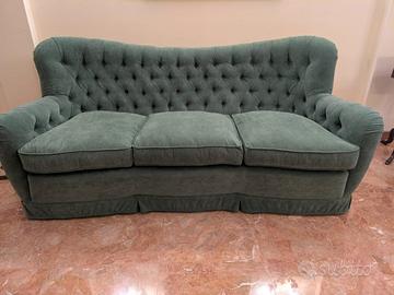Divano Classico Capitonnè Velluto Verde anni'60