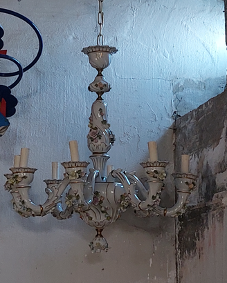 Lampadario ceramica di capodimonte