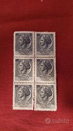 Francobolli 5 lire nove pezzi