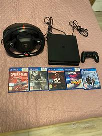 Playstation4 + volante con pedaliera + 5 giochi