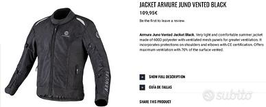 Giacca moto estiva ARMURE JUNO nera nuova Taglia L