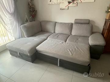 Divano angolare con penisola grigio