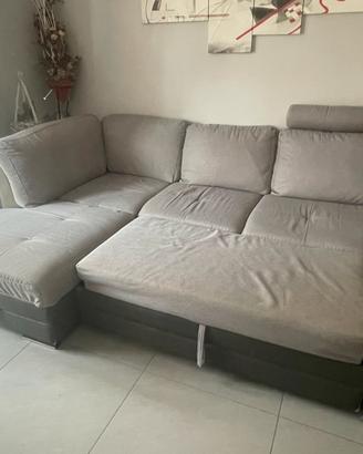 Divano angolare con penisola grigio