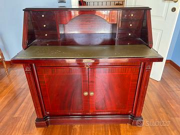 Splendida ribaltina / scrittoio in legno e pelle