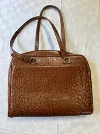 Borsa in vera pelle di coccodrillo-LIZ CLAIBORNE