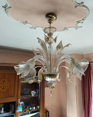 2 Lampadari  vetro Murano Bagnati in oro