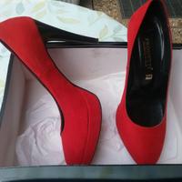 Scarpe donna decolletè camoscio rosse