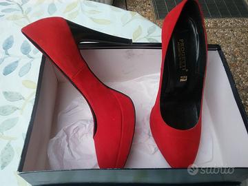 Scarpe donna decolletè camoscio rosse