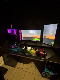 Postazione Gaming Completa – PC, 2 Monitor, Microf