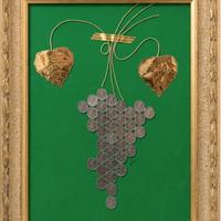 Grappolo d'uva in Monete Lire (L.50) e Foglie Or