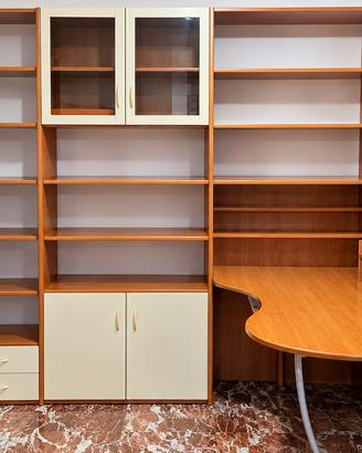 Libreria componibile con scrivania angolare