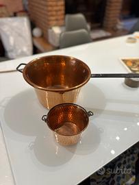 Set 2 pentolini in rame martellato vintage