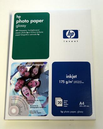Carta fotografica HP A4 glossy - 200 fogli - NUOVA