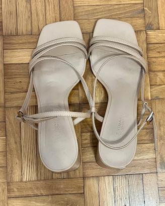 Sandali donna beige tacco largo