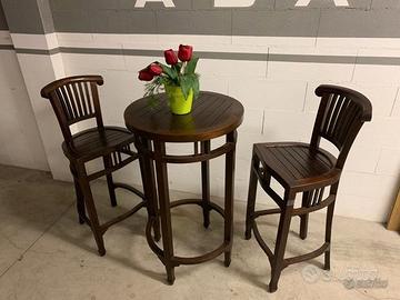 set bistrot in legno massello con tavolo e 2 sedie