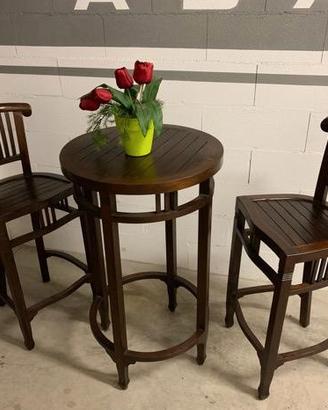 set bistrot in legno massello con tavolo e 2 sedie