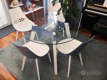 Tavolo tondo Calligaris PAPER + 4 sedie JAM WOOD