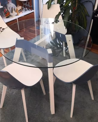 Tavolo tondo Calligaris PAPER + 4 sedie JAM WOOD