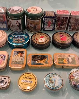 piccole scatole in latta vintage