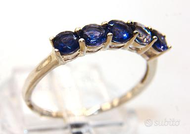 Splendido anello argento pietre blu