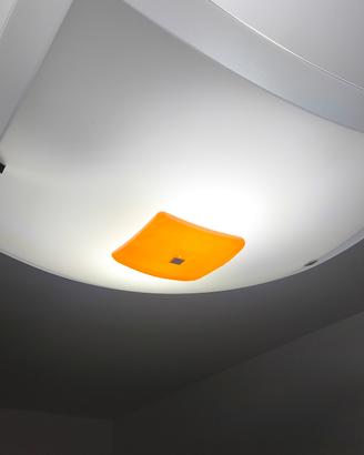 lampadario vetro bianco arancione