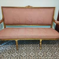 Divanetto Luigi XVI dorato, primi '800