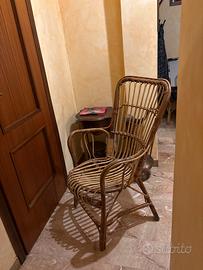 4 sedie in vimini/rattan vintage e tavolino