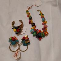 PARURE, ORECCHINI CON CLIP, COLLANA E BRACCIALE