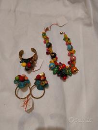 PARURE, ORECCHINI CON CLIP, COLLANA E BRACCIALE