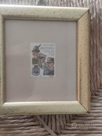 Quadretto con francobollo con annullo Centenario