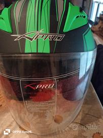 casco moto nuovo verde nero  