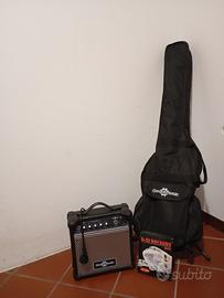 BASSO MANCINO + AMPLIFICATORE+ BORSA+CORDE NUOVE