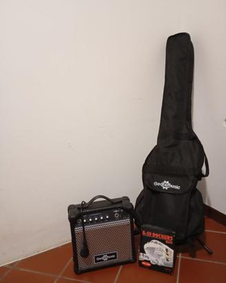 BASSO MANCINO + AMPLIFICATORE+ BORSA+CORDE NUOVE