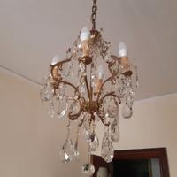 Lampadario ottone cristallo