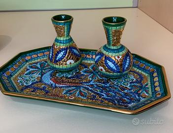 Vassoio + Vasetti Ceramica - Deruta Oro Zecchino