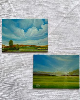 Bundle - Due dipinti a olio originali 13x18
