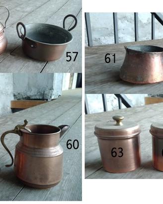 Pentole e oggetti in vero rame ANTICO anni 30/40
