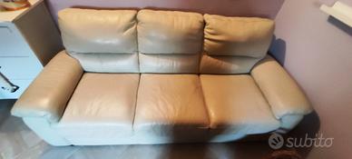 Divano  3 sedute  in vera pelle beige